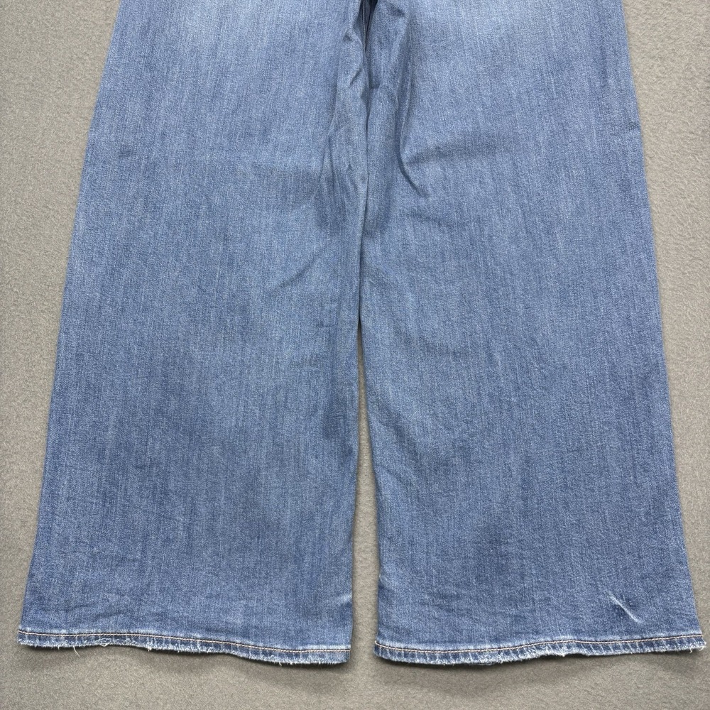 American Eagle Low Rise Baggy Jeans Wide Leg Womens 8 Short Blue Stretch Y2K - Picture 16 of 16